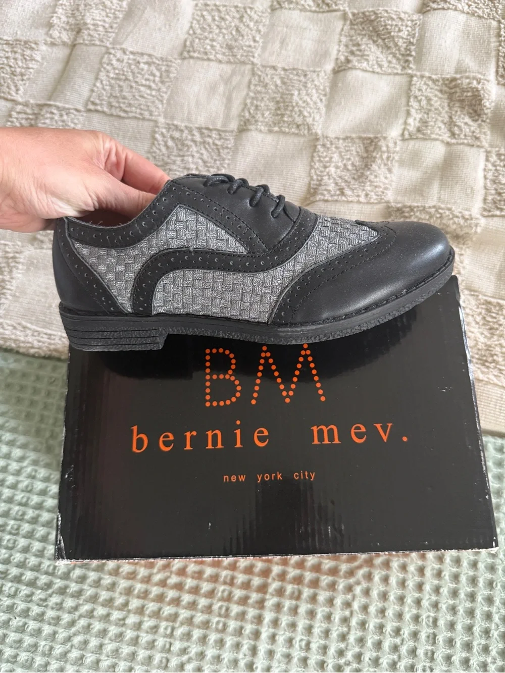 New Bernie Mev black and grey woven oxford‎ shoes size 37